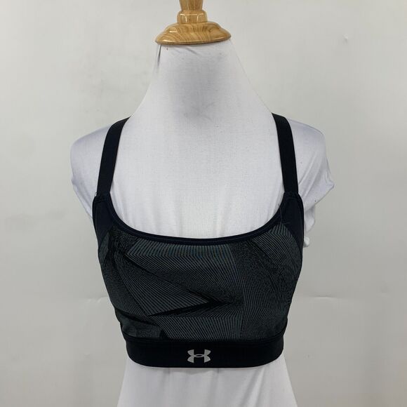 Under Armour Camo Sports Bra Women S Small Black Racerback Padded Crop Stretch - Picture 4 of 11